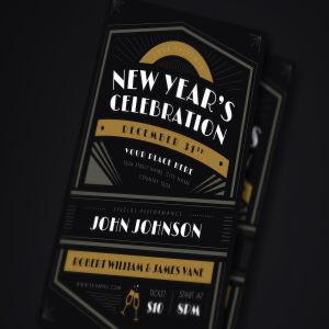 新年倒计时主题派对海报传单设计模板 New Year Flyer