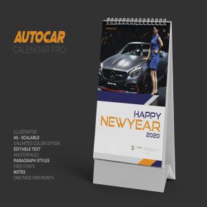 汽车经销商日历定制设计2020年活页台历设计模板 2020 Auto Car Calendar Pro插图1