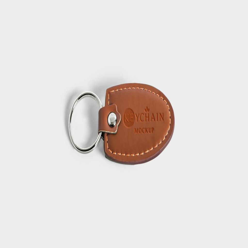 皮革钥匙扣品牌Logo设计效果图样机 Leather Keychain Branding Mockups插图