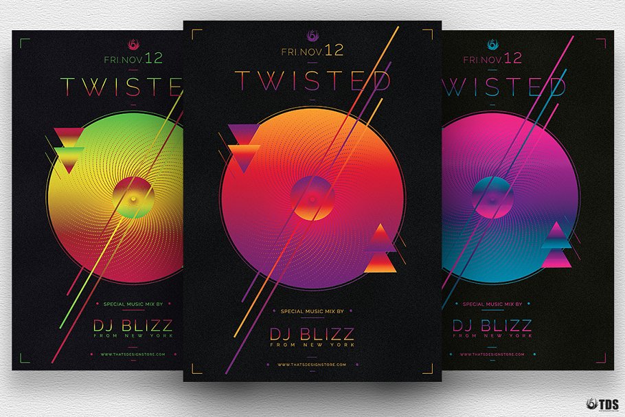 DJ音乐节狂欢派对宣传传单PSD模板 Twisted Session Flyer PSD