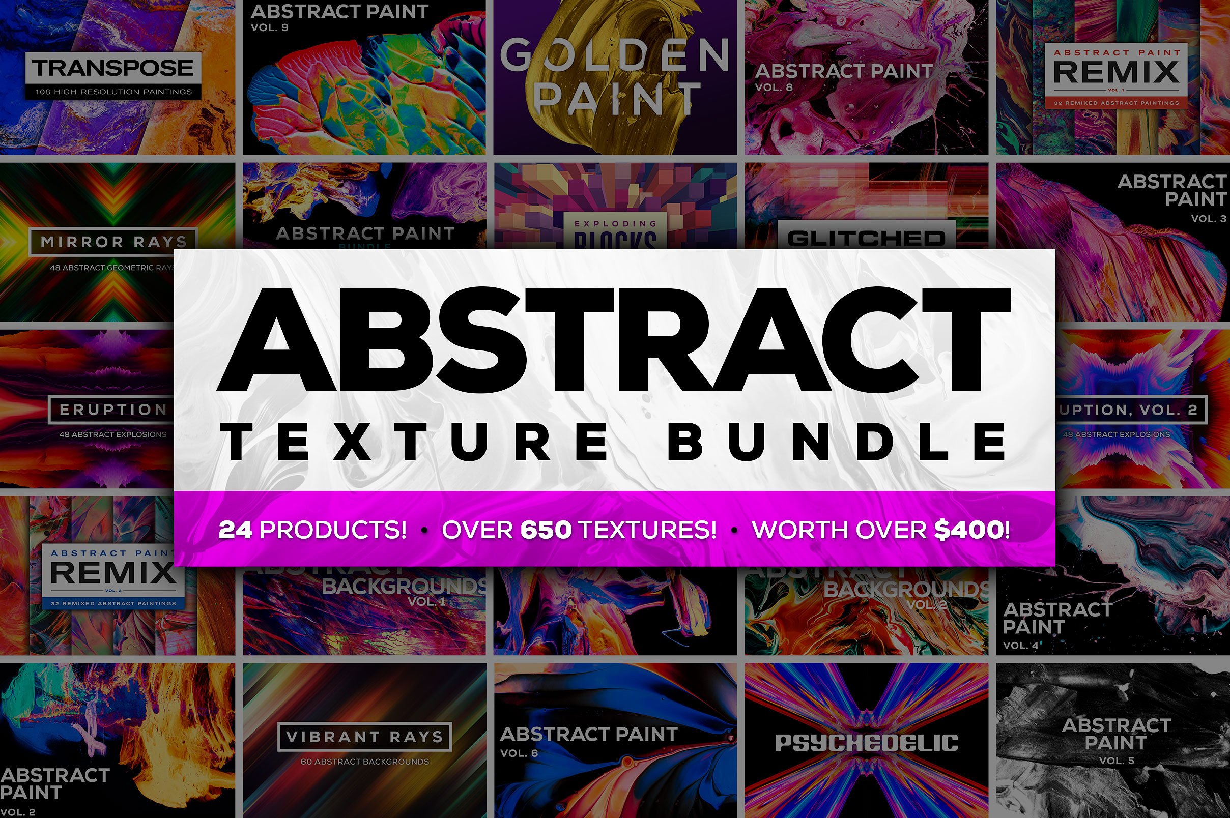 创意抽象纹理系列：抽象油画&几何形状纹理素材包 Abstract Texture Bundle（超巨量2.46GB）