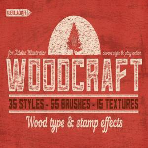 木刻画版画木雕效果AI动作 Woodcraft for Adobe Illustrator