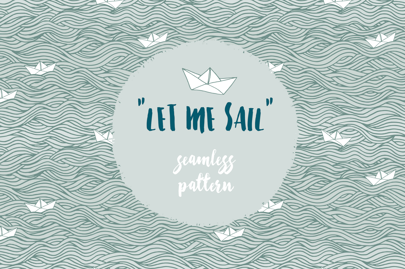 让我航行主题海浪手绘无缝图案纹理背景素材 Let me Sail – Seamless Pattern