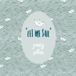 让我航行主题海浪手绘无缝图案纹理背景素材 Let me Sail – Seamless Pattern