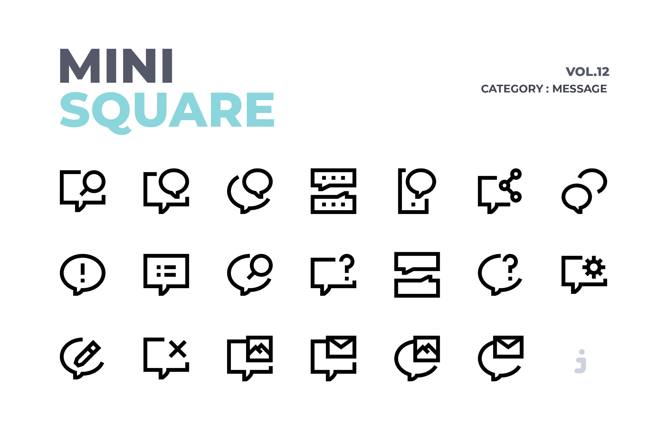 60枚信息通知主题线性图标素材 Mini square – 60 Message Icons