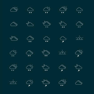 天气主题线性图标素材 Weather Line Icons