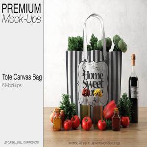 手提帆布环保袋展示样机下载 Tote Canvas Bag Mockups [psd]
