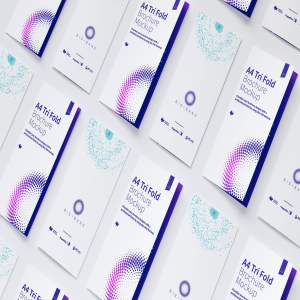 A4尺寸大小三折页传单设计等距网格样机模板09 A4 Trifold Brochure Mockup 09