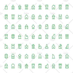 175 建筑工程线条图标素材175 Building Line Icons 一流设计网