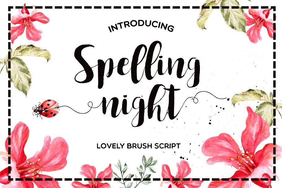 可爱优雅风格英文手写字体 Spelling Night Script Font