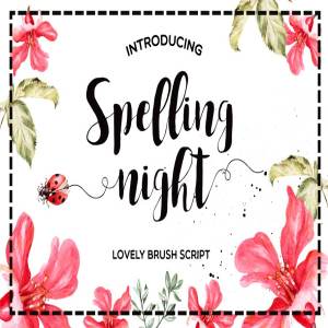 可爱优雅风格英文手写字体 Spelling Night Script Font