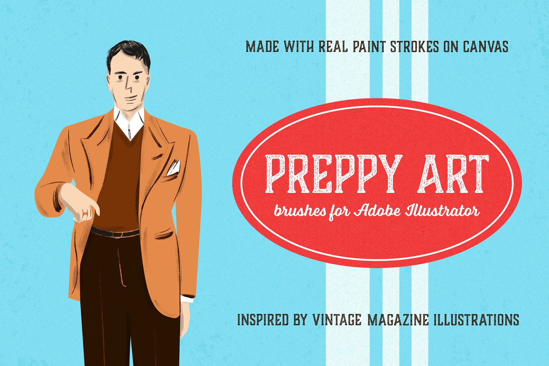 59个高品质AI插画艺术创作笔刷 Preppy Art Brushes for Illustrator