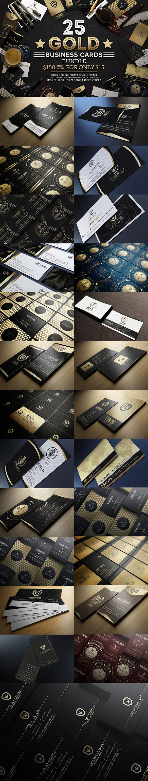 25个高端黑金名片设计模板