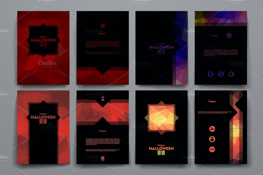 万圣节主题小册子模板 Set of Halloween brochures