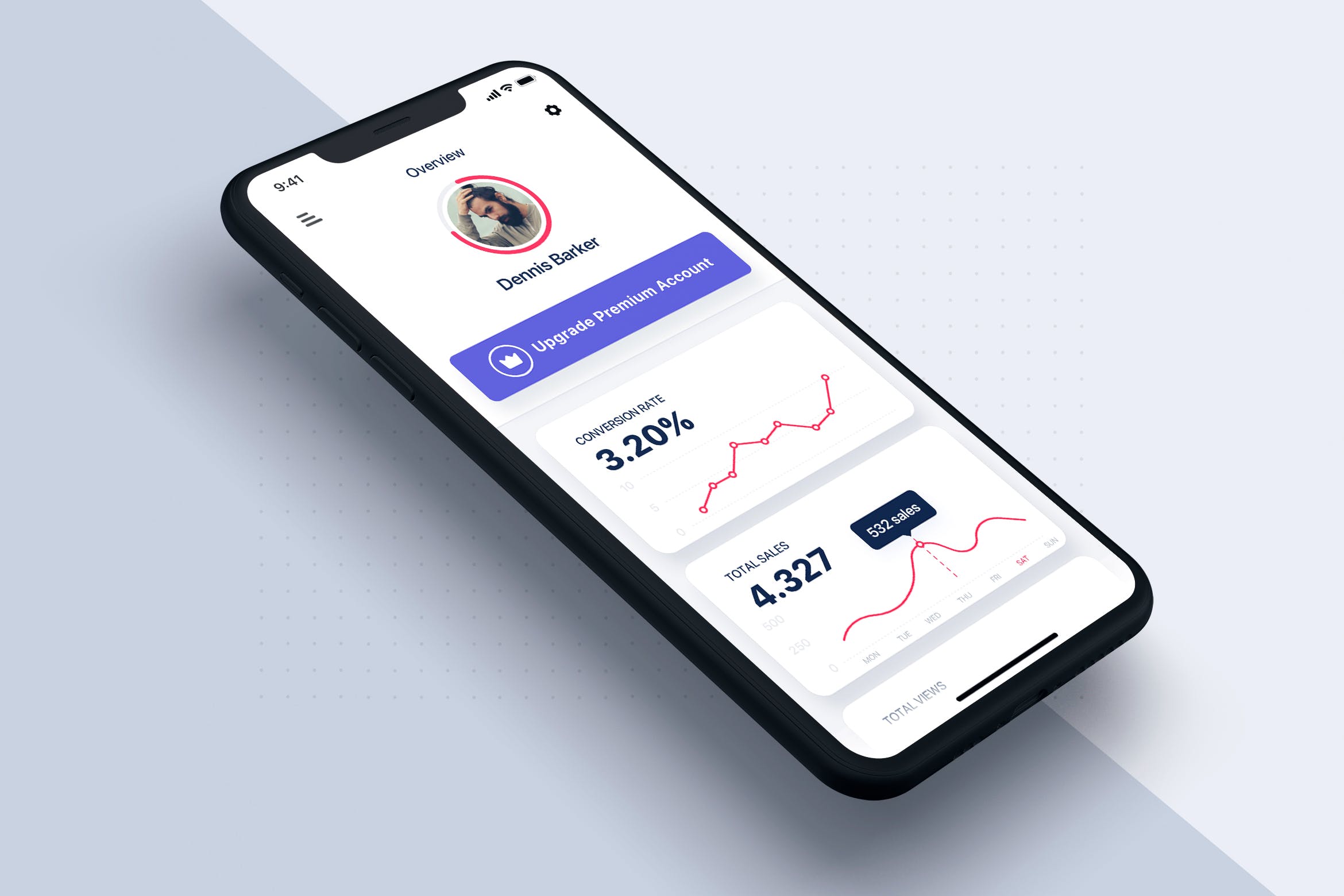 数据统计分析APP应用用户界面设计模板 Analysis Data & Statistics UI mobile App