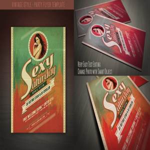 复古风格派对传单设计模板 Vintage Style Party Flyer