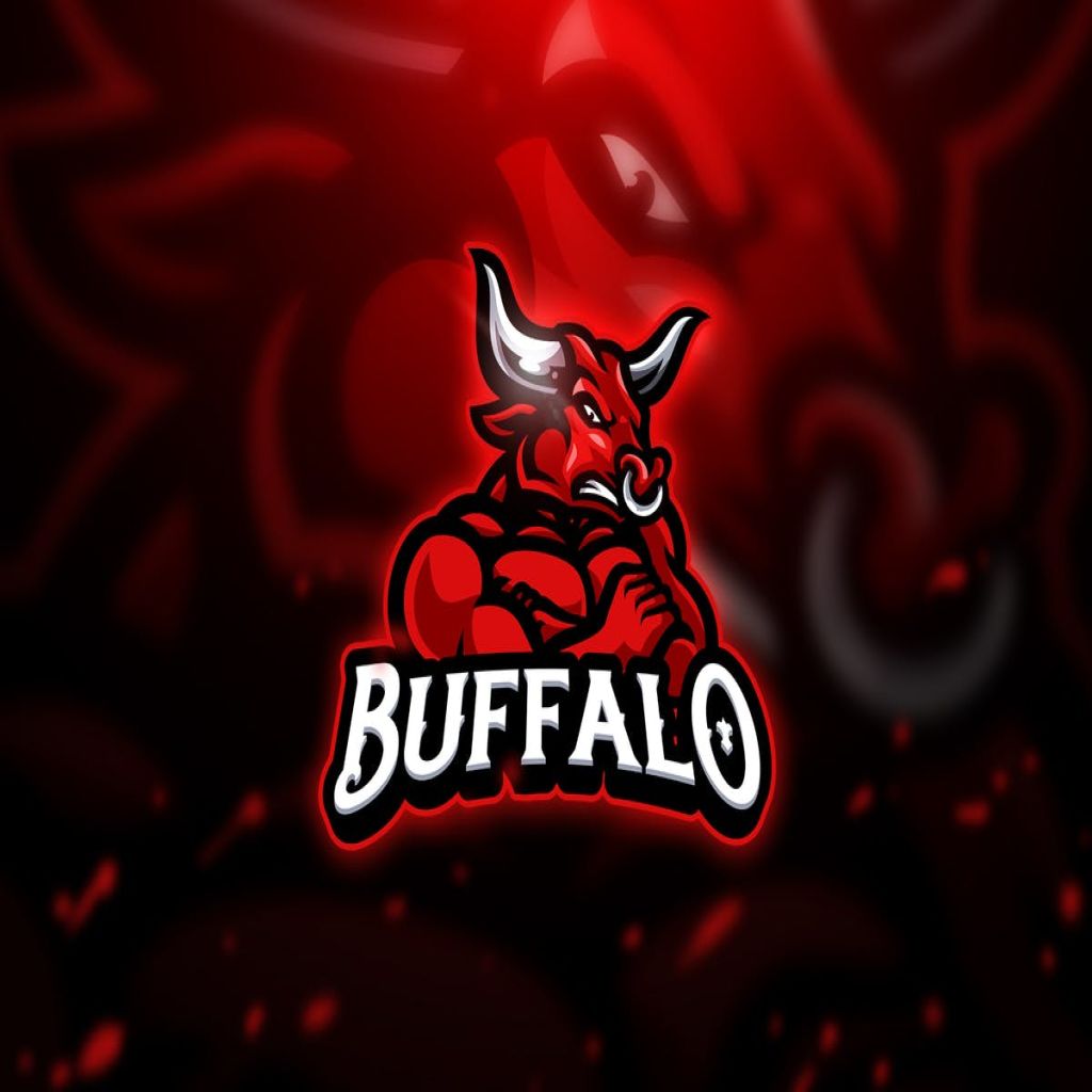 愤怒的公牛电子竞技吉祥物Logo标志设计模板V2 Buffalo 2 – Mascot & Esport Logo插图