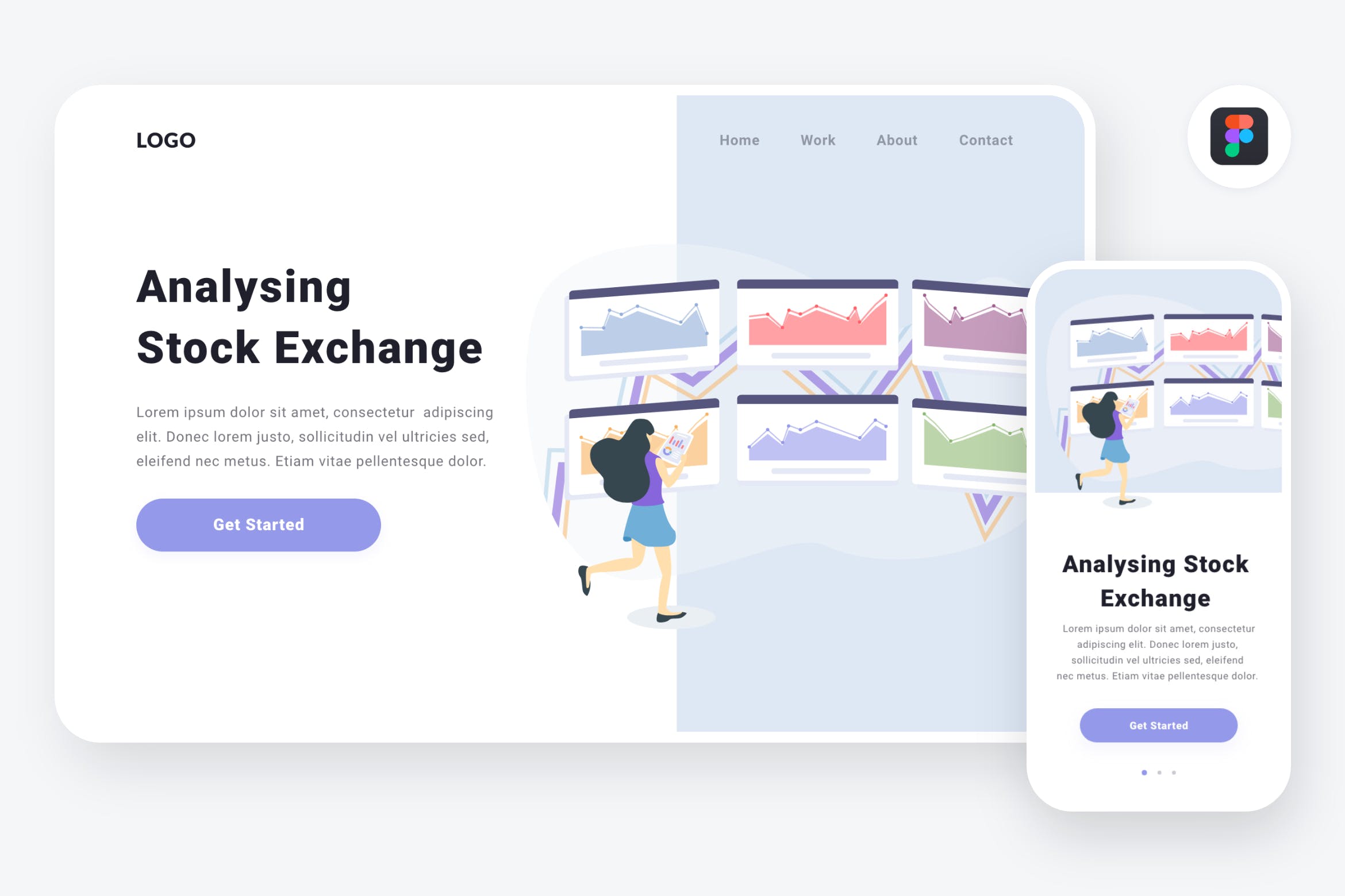 证券交易所场景APP&Web设计概念插画[Figma&SVG] Analysing stock exchange illustration (Figma, SVG)