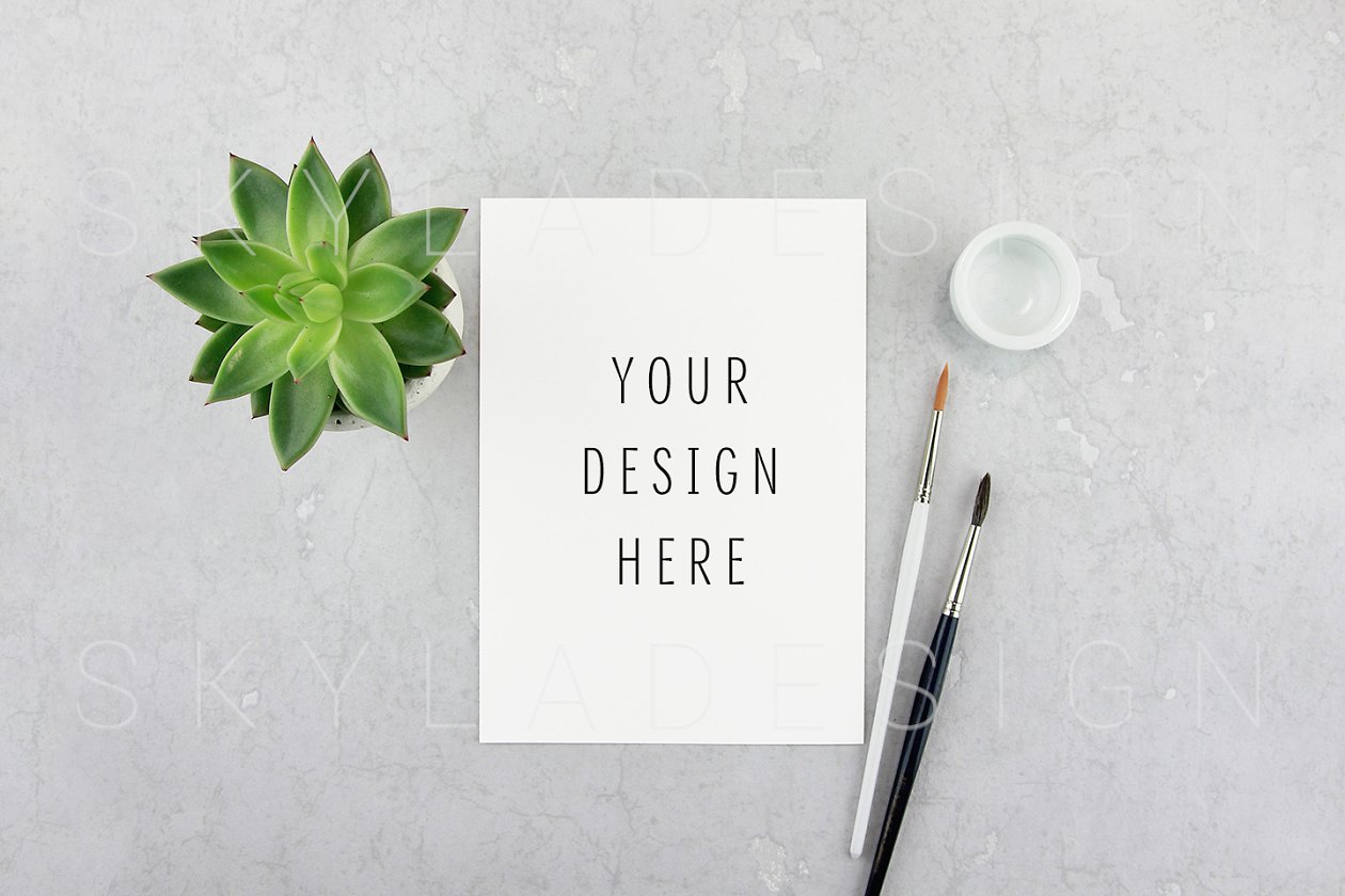 女性风格的艺术便签便条模板 Feminine Styled stock artist mockup