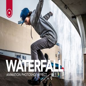 逼真瀑布Gif动画特效PS动作 Gif Animated Waterfall Photoshop Action
