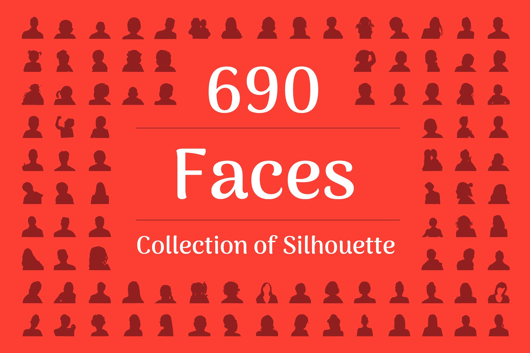 690枚形形色色人物剪影图标 690 Face Silhouette