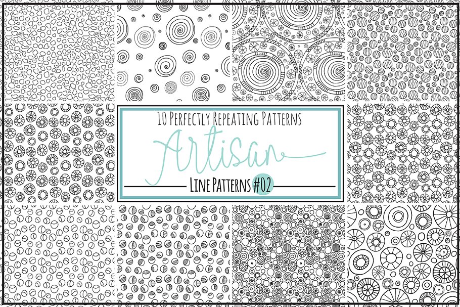 手绘线条圆形重复图案纹理合集 Circle Repeat Patterns – Line
