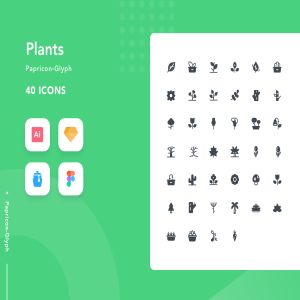 一流设计素材网下午茶：40枚植物元素矢量图标集