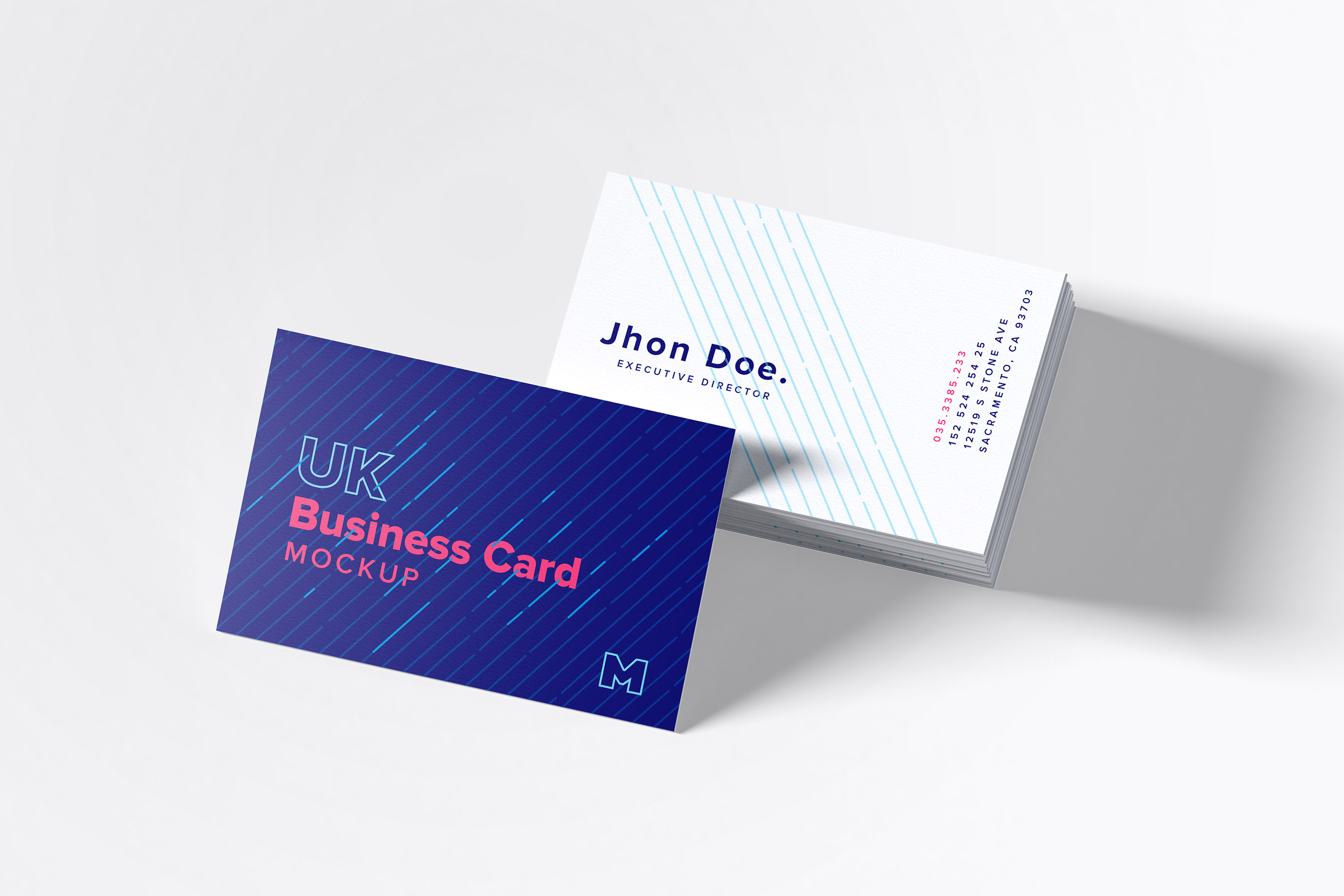 UK标准规格企业名片设计预览图样机模板06 UK Business Cards Mockup 06
