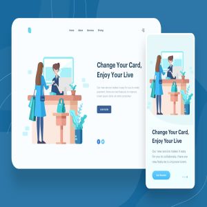 信用卡/金融卡业务主题APP&Web矢量插画 Change Your Card Illustration – Website Header