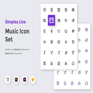 音乐应用UI设计线性图标素材 Simplea Line – Music Icon Set