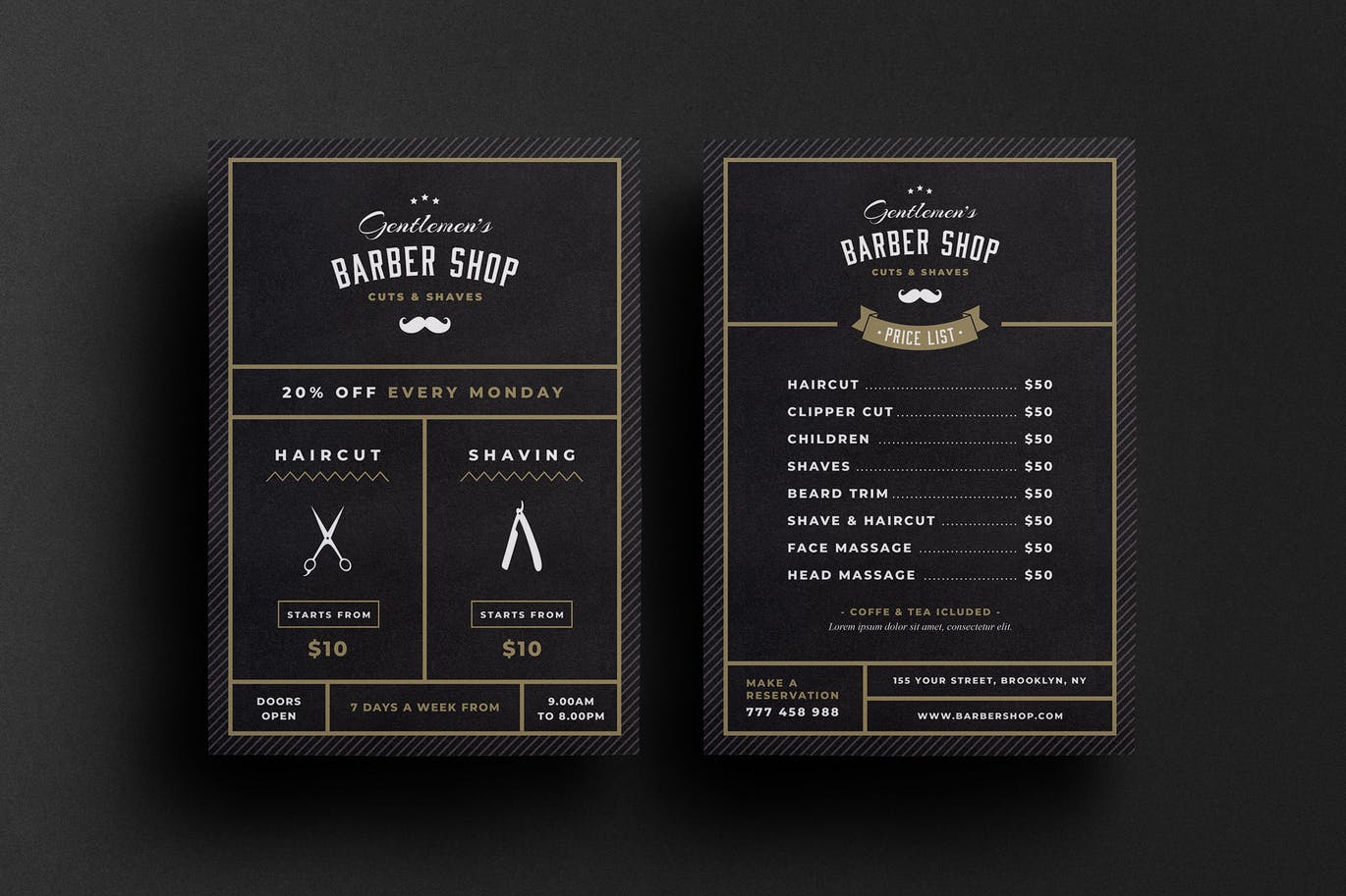 理发店美发沙龙主题促销广告海报传单模板 Barbershop Flyer