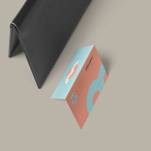 折叠式名片设计效果图样机PSD模板 Two Fold Business Card Mockups插图4