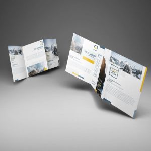 方形三折页宣传册机 Square Trifold Brochure Mockups