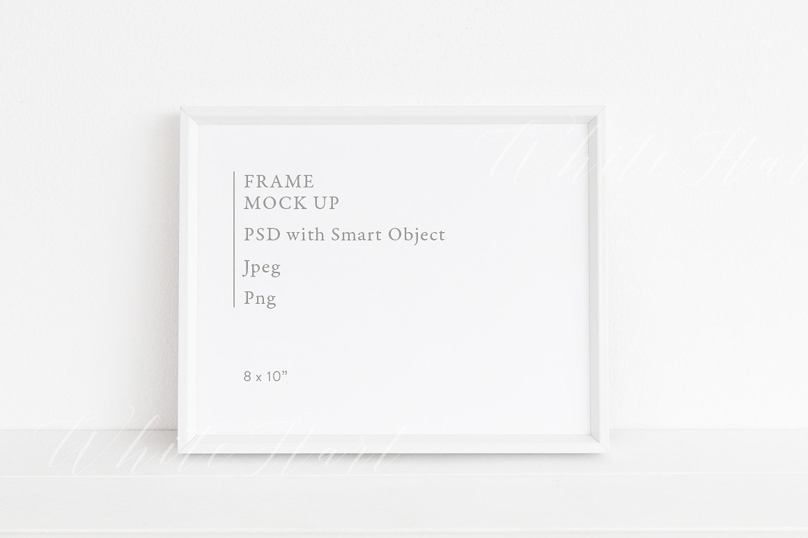 简约白色画框样机模板 Minimal white frame mock up – 8×10″