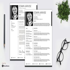 创意UI平面设计师极简风格个人简历设计模板v13 Clean Resume vol. 13