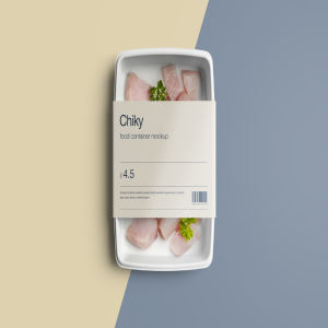 一次性食品包装盒设计效果图样机 Disposable Food Container Mockup