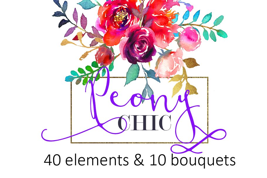 紫色水彩花卉剪贴画 Purple Watercolor Flowers Clipart