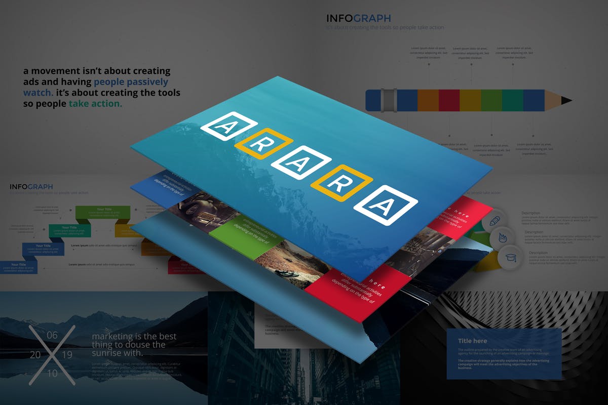 通用性强的一套创意企业PPT幻灯片模板下载 ARARA Powerpoint Template