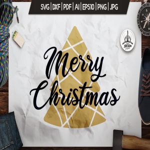 圣诞树矢量插画圣诞节主题T恤印花设计模板 Merry Christmas T-Shirt. Vector Print, Tree SVG