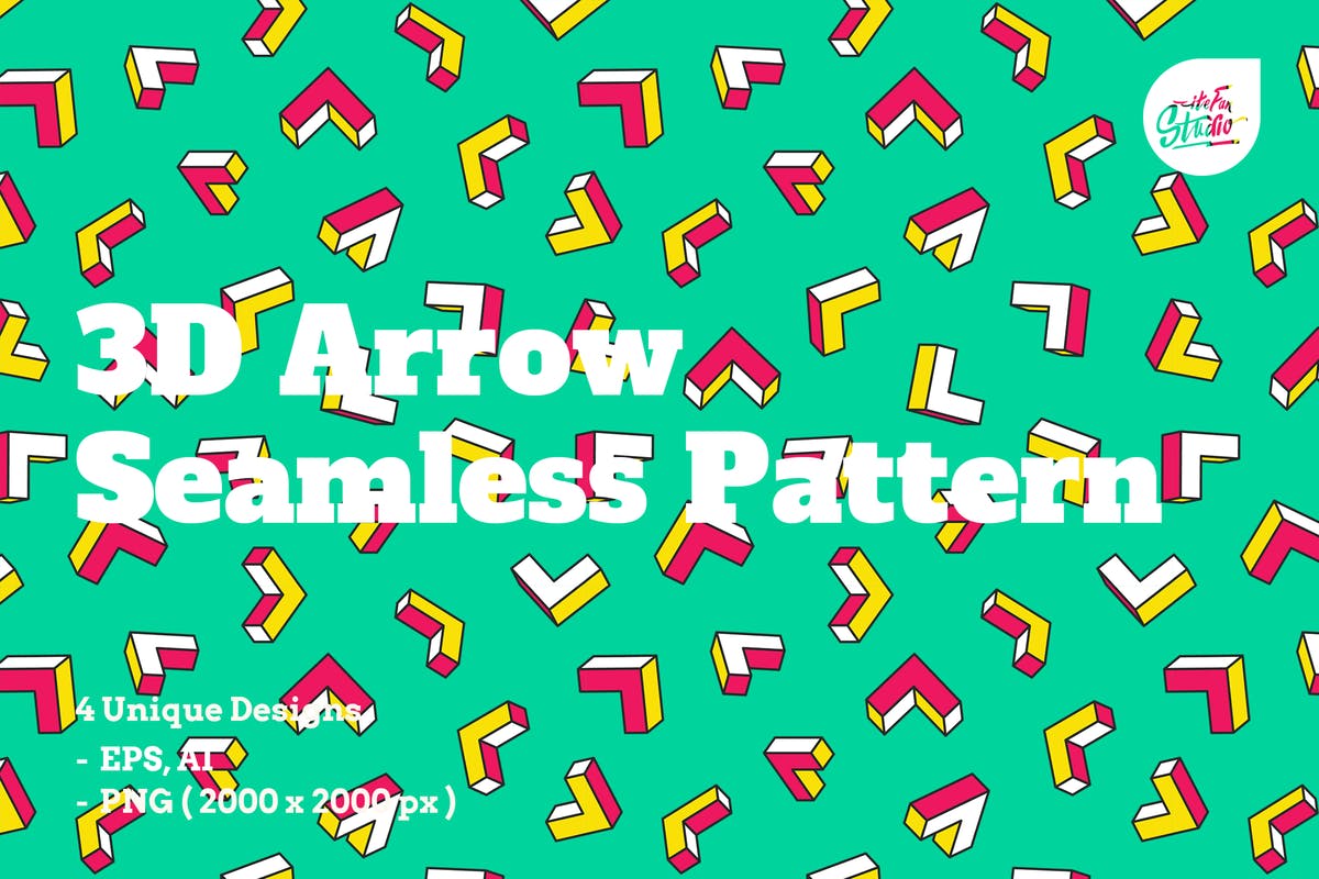 3D立体箭头图形无缝背景素材 3D Arrow Seamless Patterns