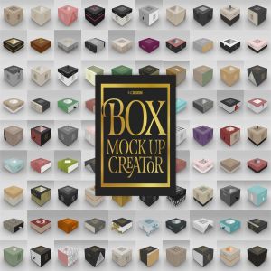 超级礼品盒包装盒样机合集 Box Mockup Creator – Square Box Edition
