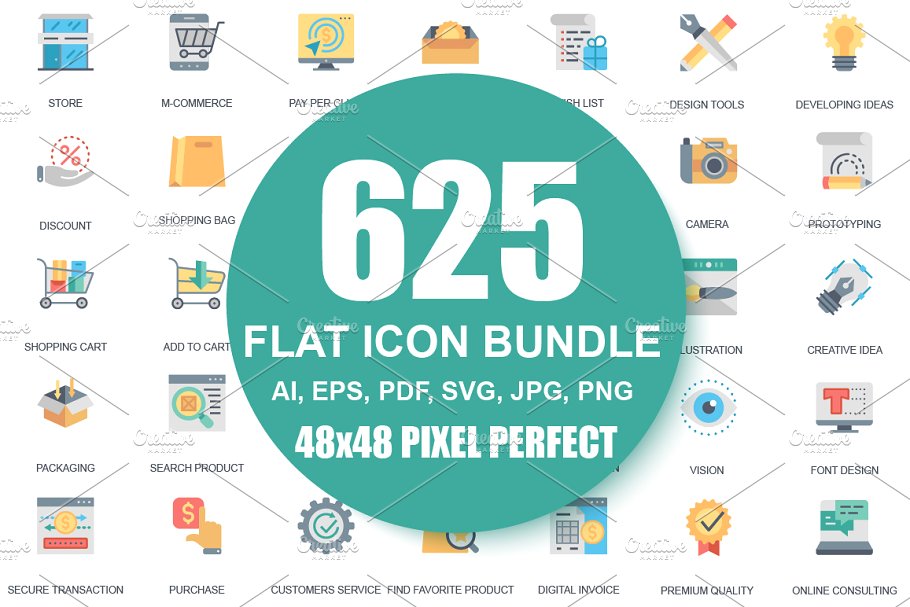 商务主题现代平面Web设计理念图标 Flat Business Web Icons