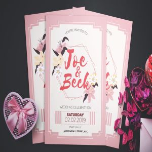 浪漫婚礼邀请传单设计模板 Wedding Invitation Flyer