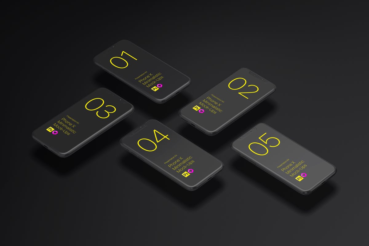 极简主义iPhone X样机模板 Phone X Minimalistic Mock-Ups