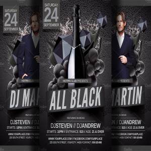 全黑装扮派对传单模板 All Black Party Flyer Template
