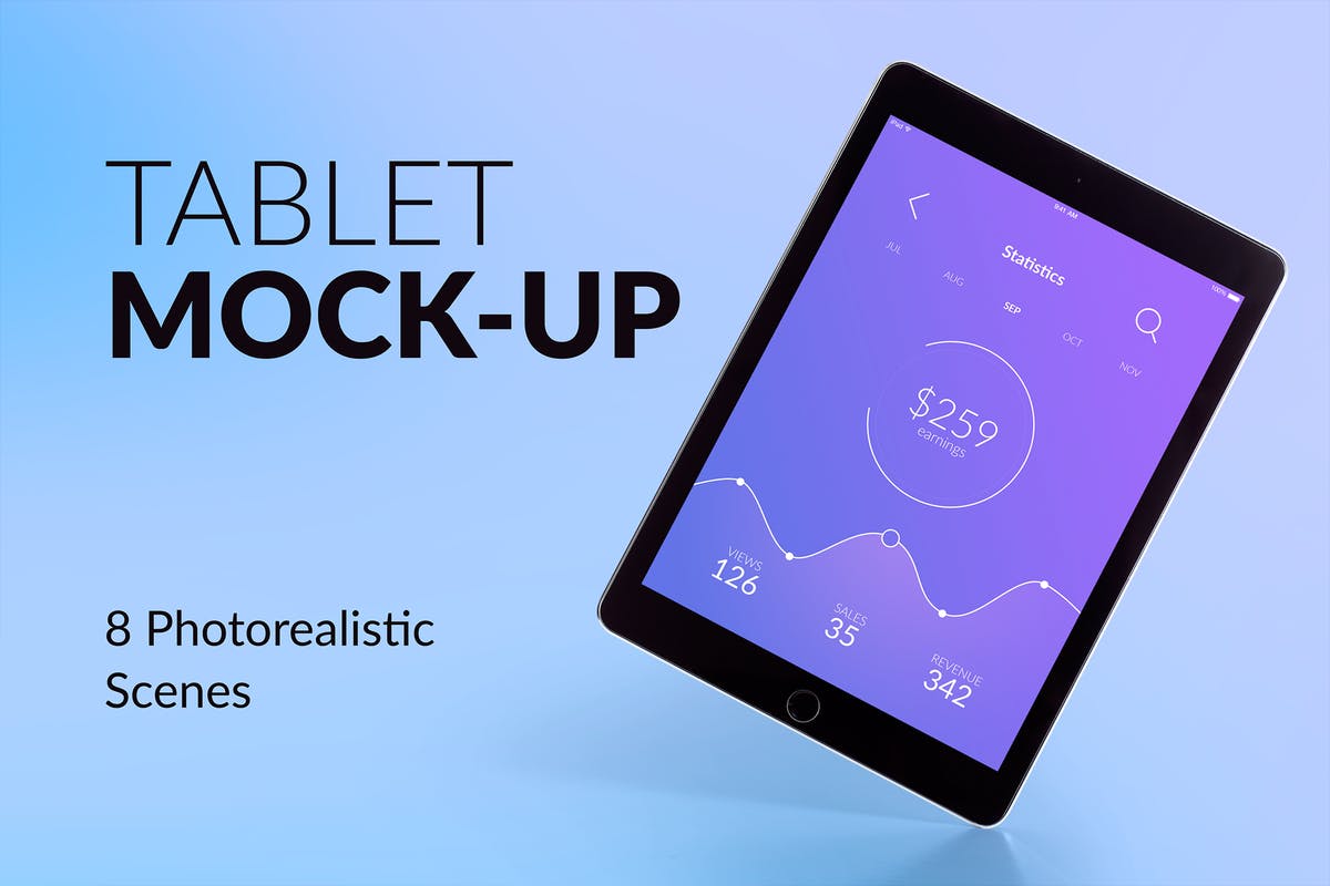 平板电脑APP&网站设计演示样机模板 Isolated Tablet Mock-up