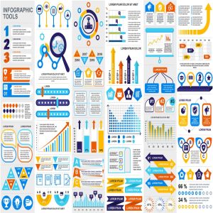 数据统计分析演示信息图表幻灯片设计元素 Presentation Infographic Elements Template