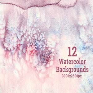 12款高质量的水彩背景 Set of 12 Watercolor Backgrounds