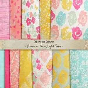 优雅浅色系水彩花卉纸张纹理 Bloomin in Spring