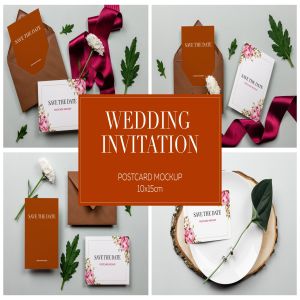 婚礼明信片请柬设计模板 Wedding Postcard Invitation